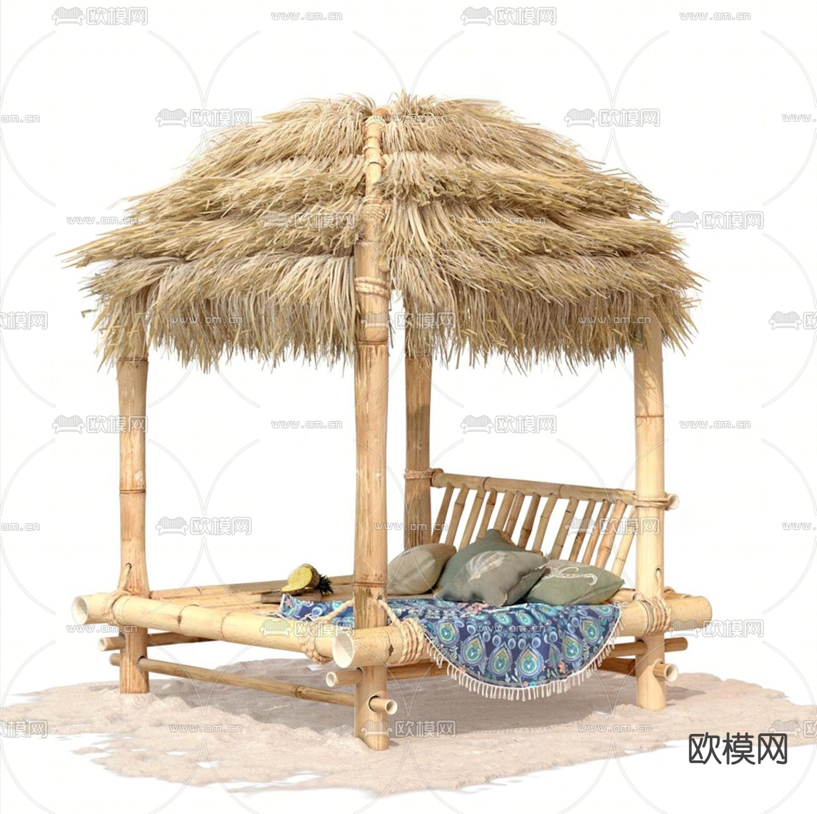 自然风茅草亭子su模型下载（渲染图1）