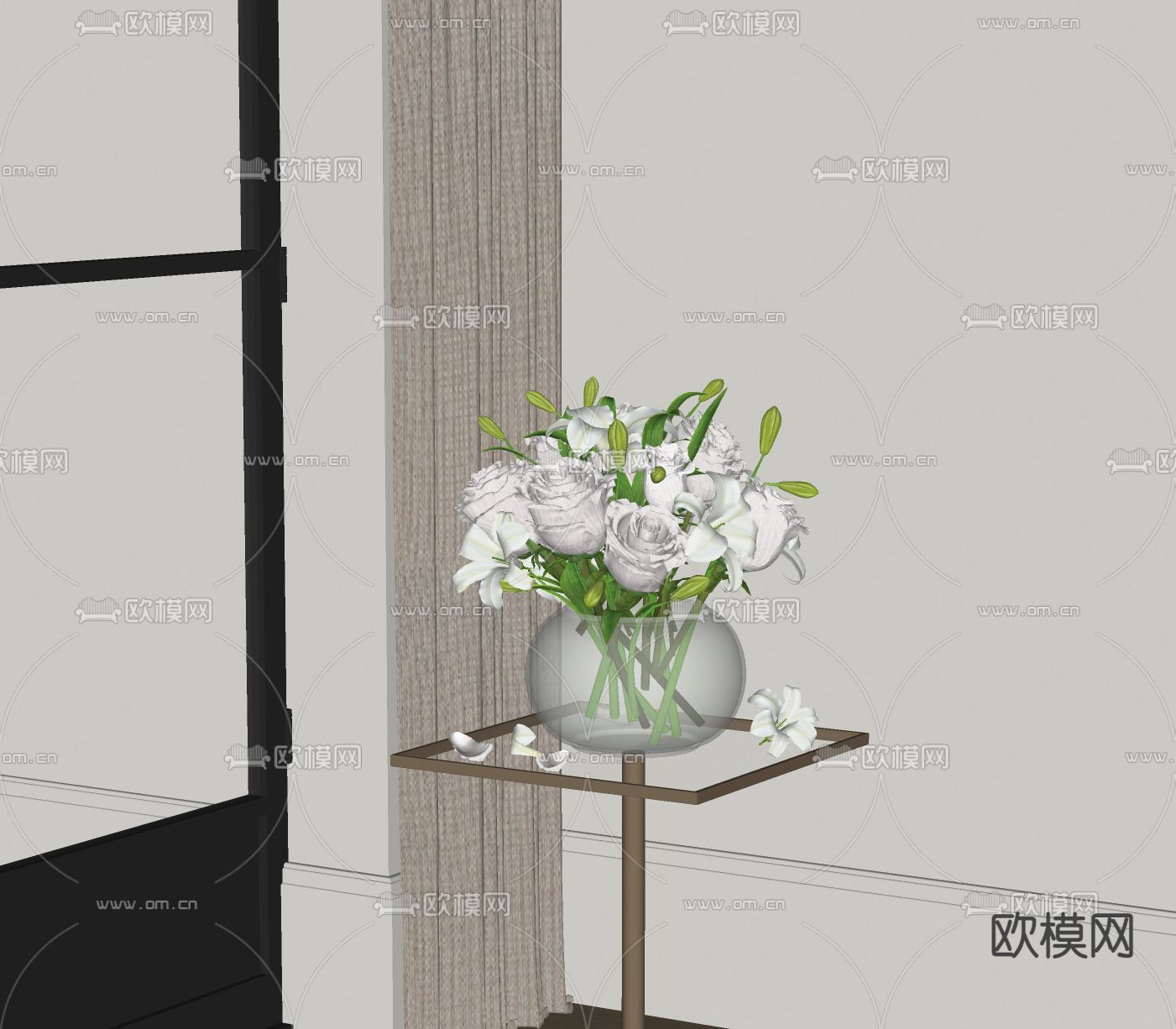 花瓶花艺插花su模型