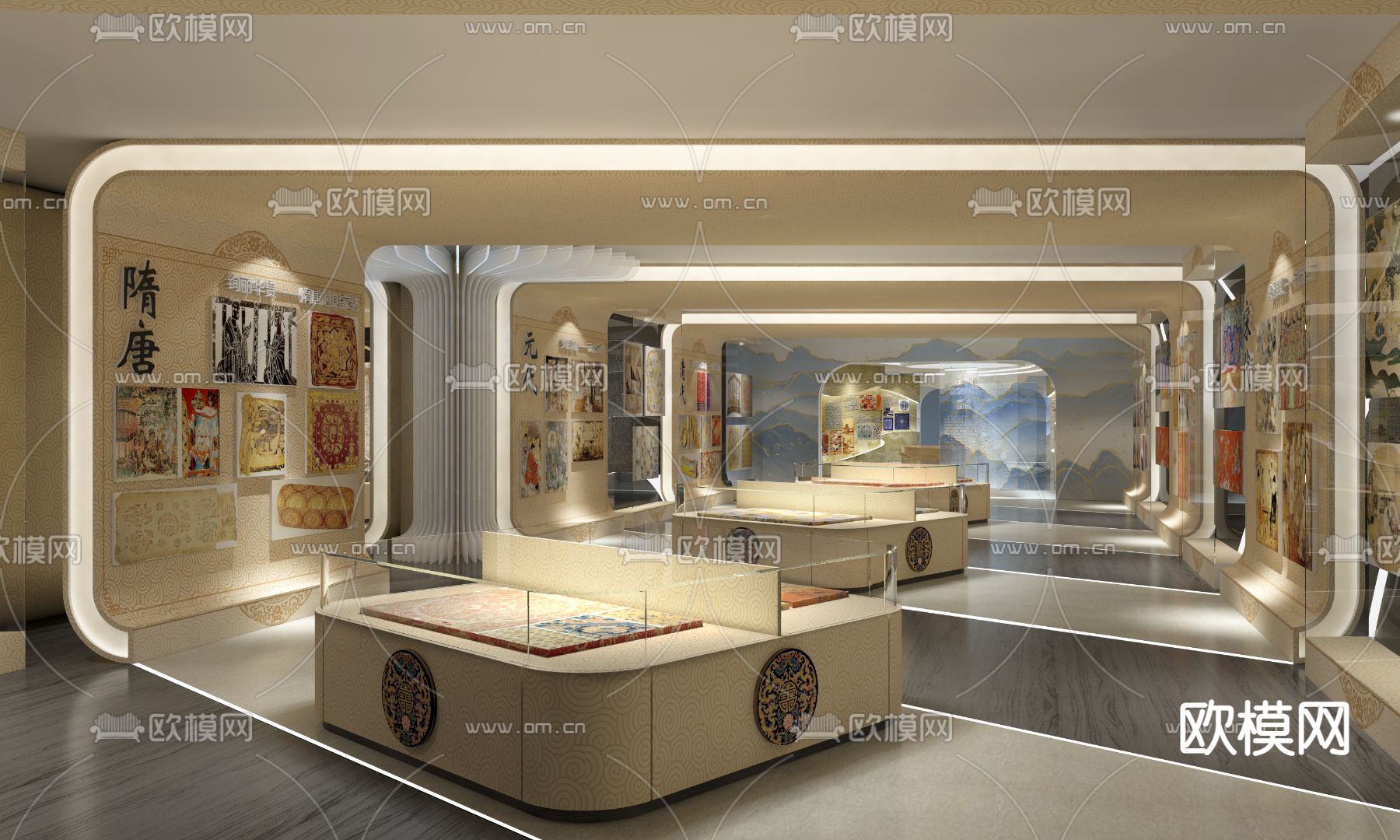 新中式纺织博物馆su模型下载（渲染图1）