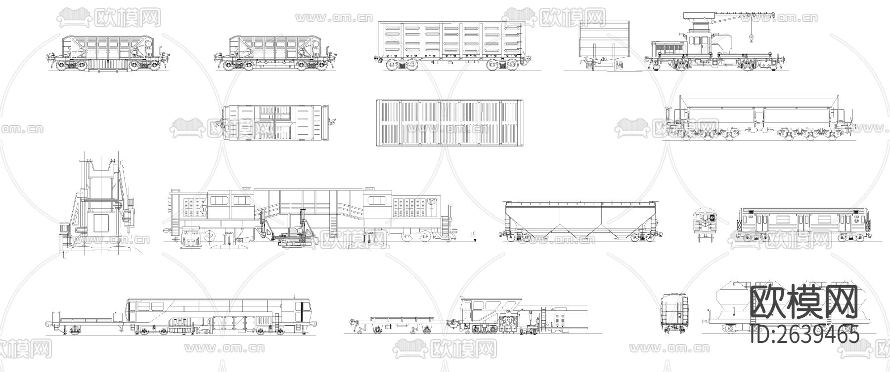 货运列车CAD施工图下载（渲染图2）