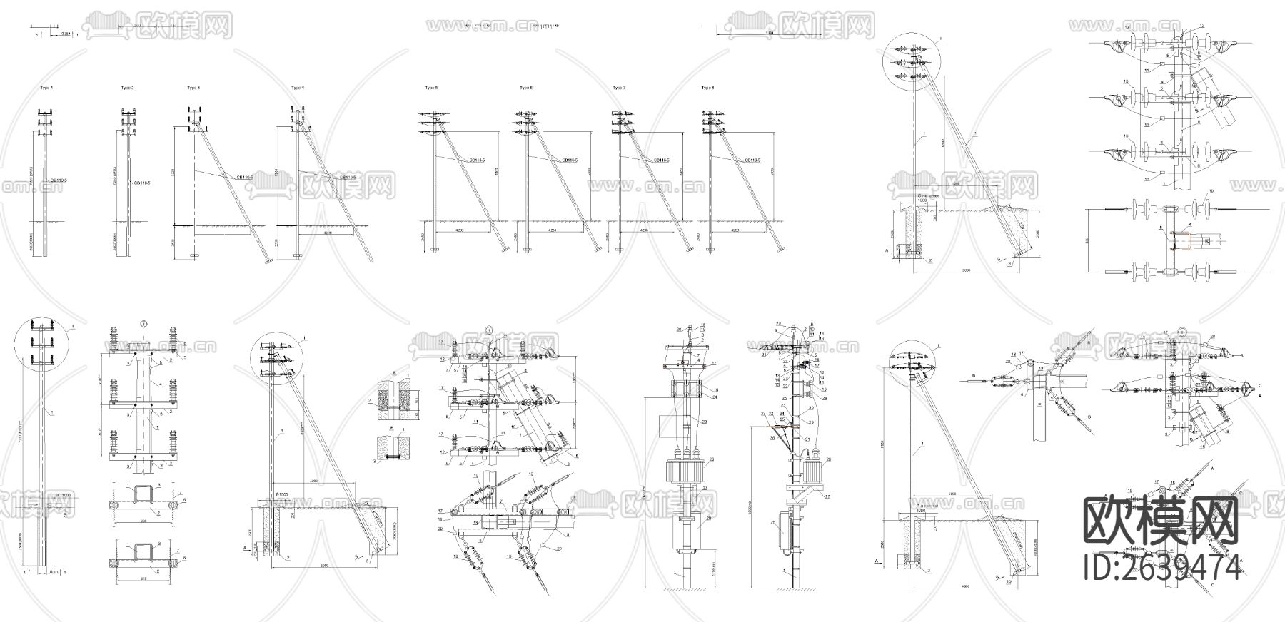 电线杆CAD图库下载（渲染图3）