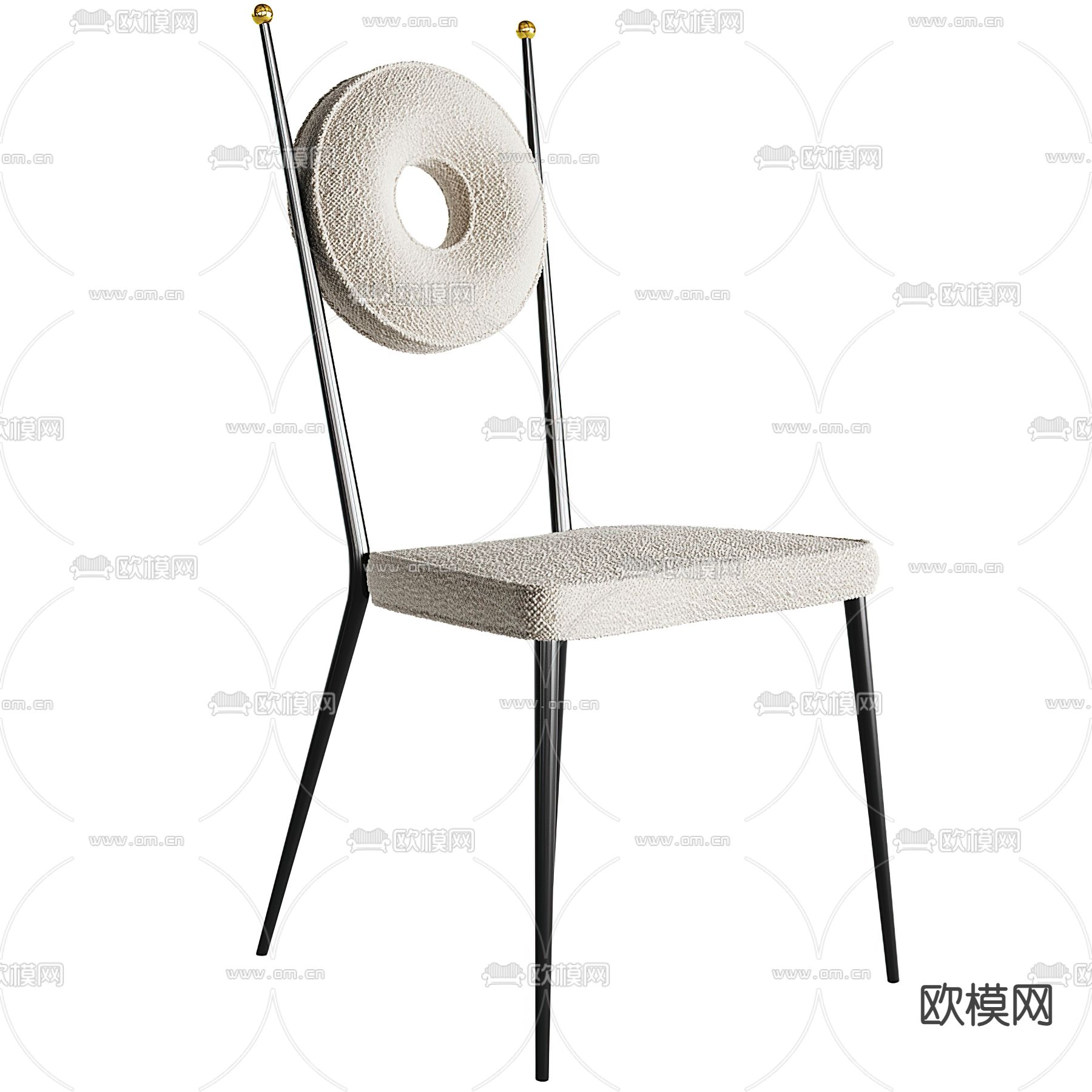 法式餐椅 单椅su模型下载（渲染图1）