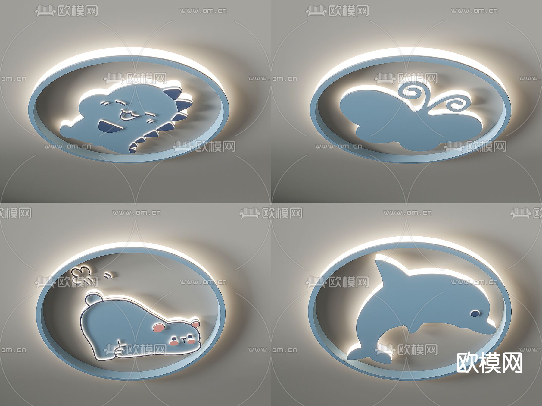儿童吸顶灯su模型下载（渲染图1）