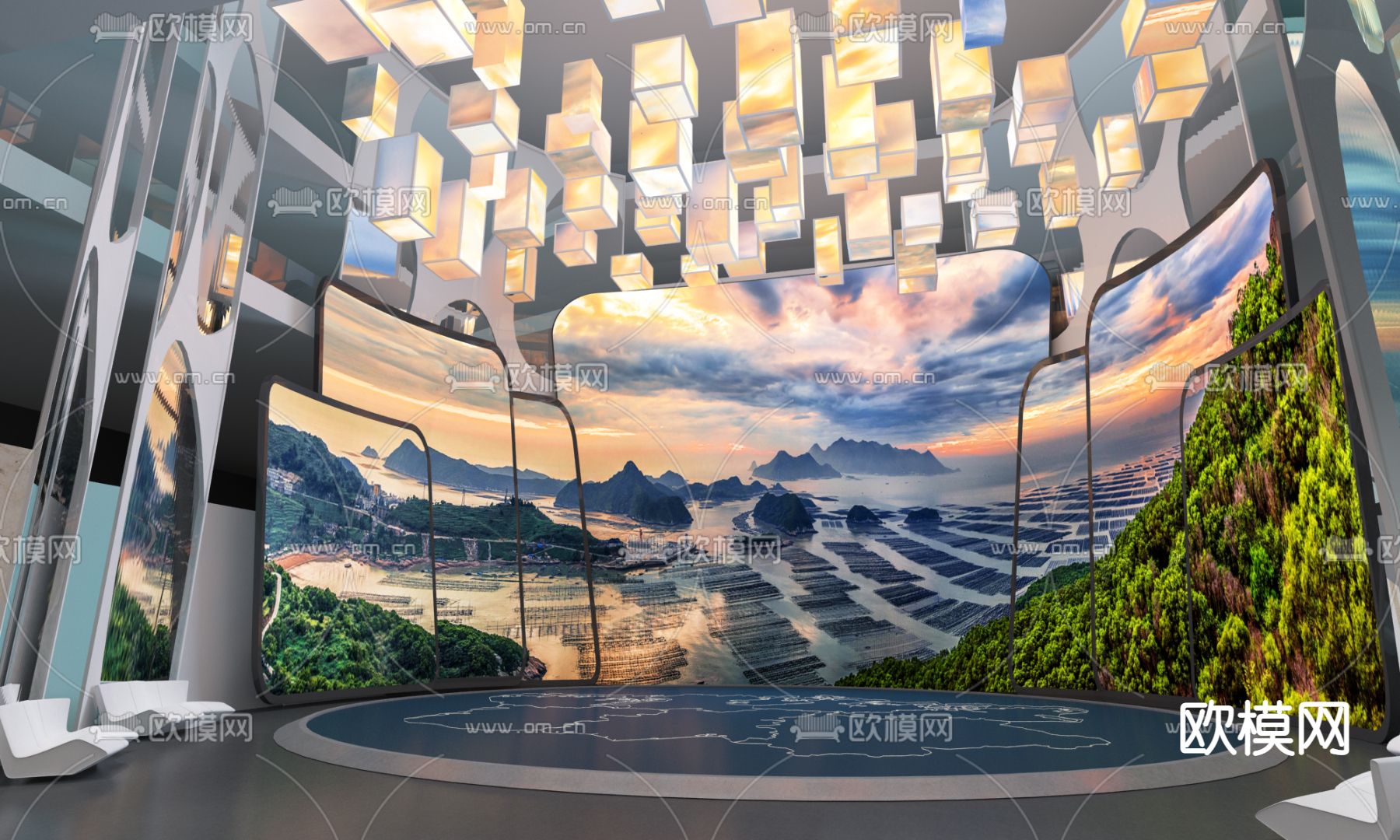 游客中心 创意展厅su模型下载（渲染图3）