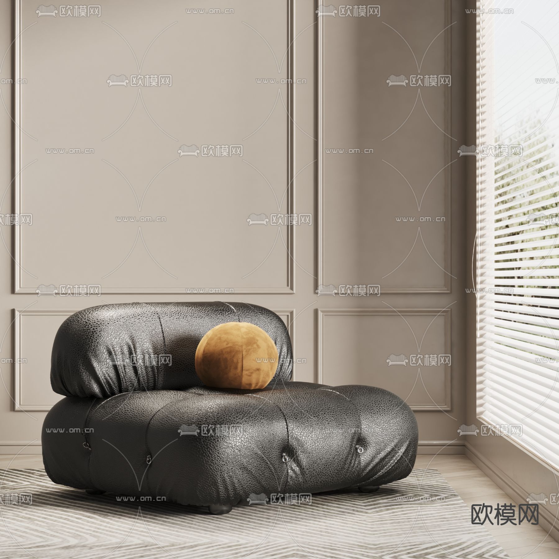 皮革沙发 单人沙发3d模型下载