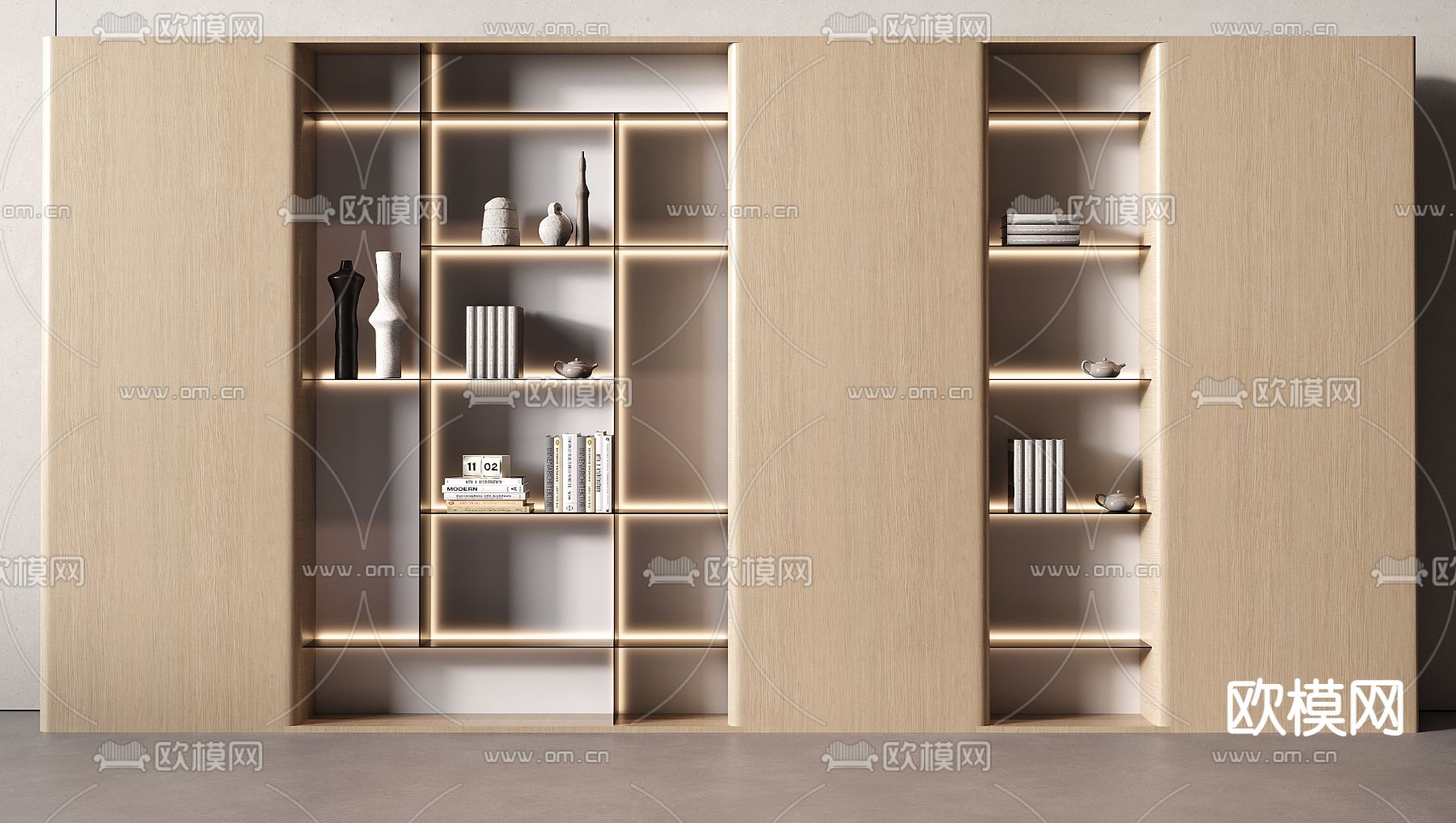 实木书柜 装饰柜3d模型下载