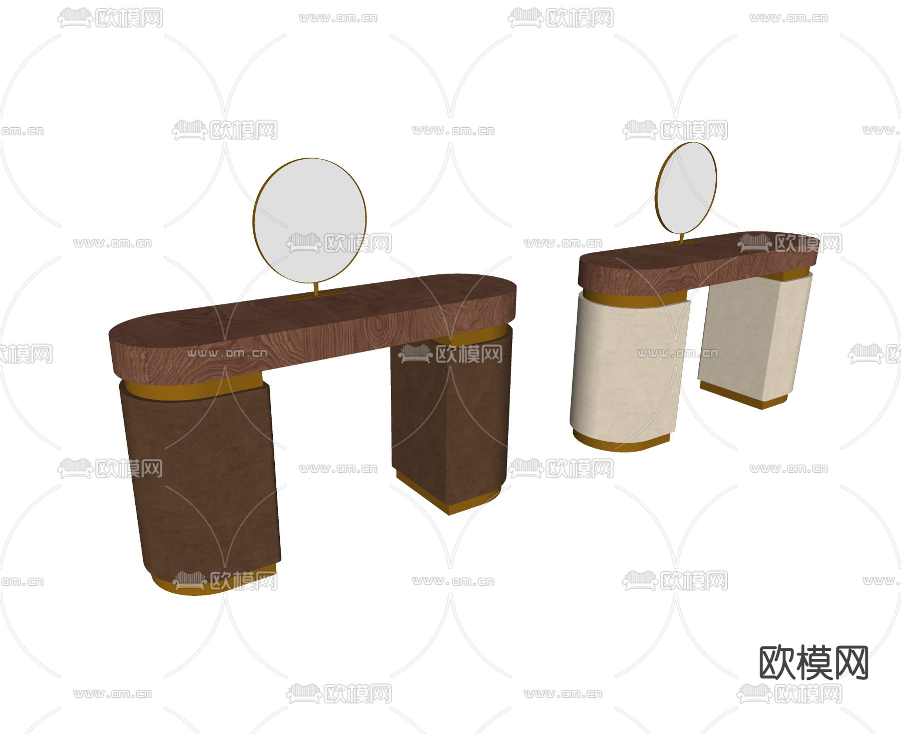 现代梳妆台su模型下载（渲染图2）