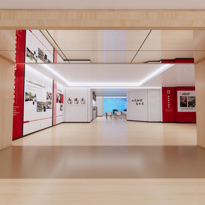  文化社区党建展厅su模型 