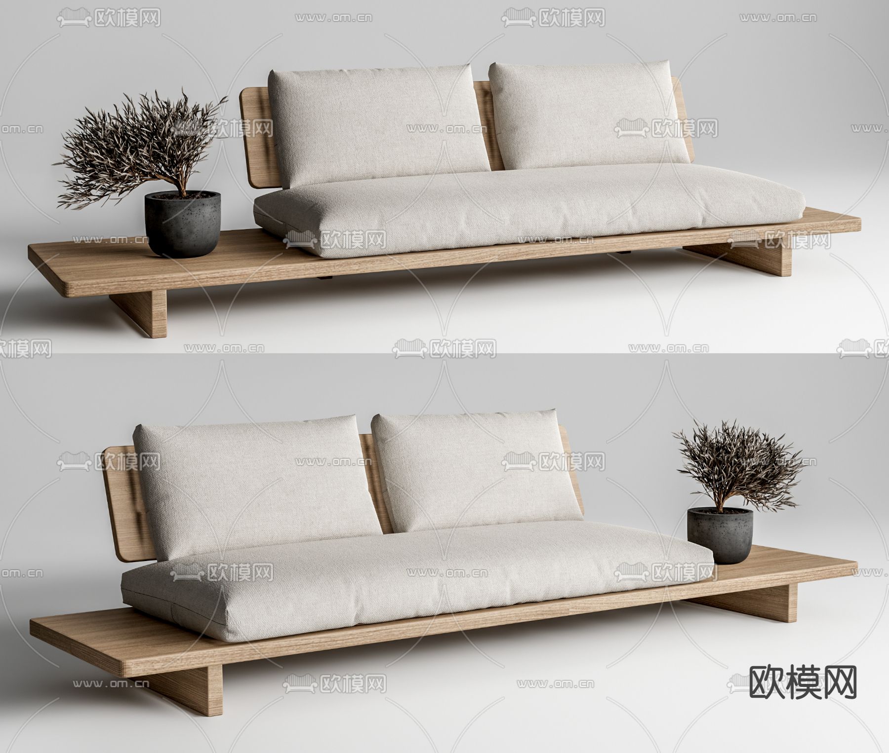 日式沙发 双人沙发3d模型下载