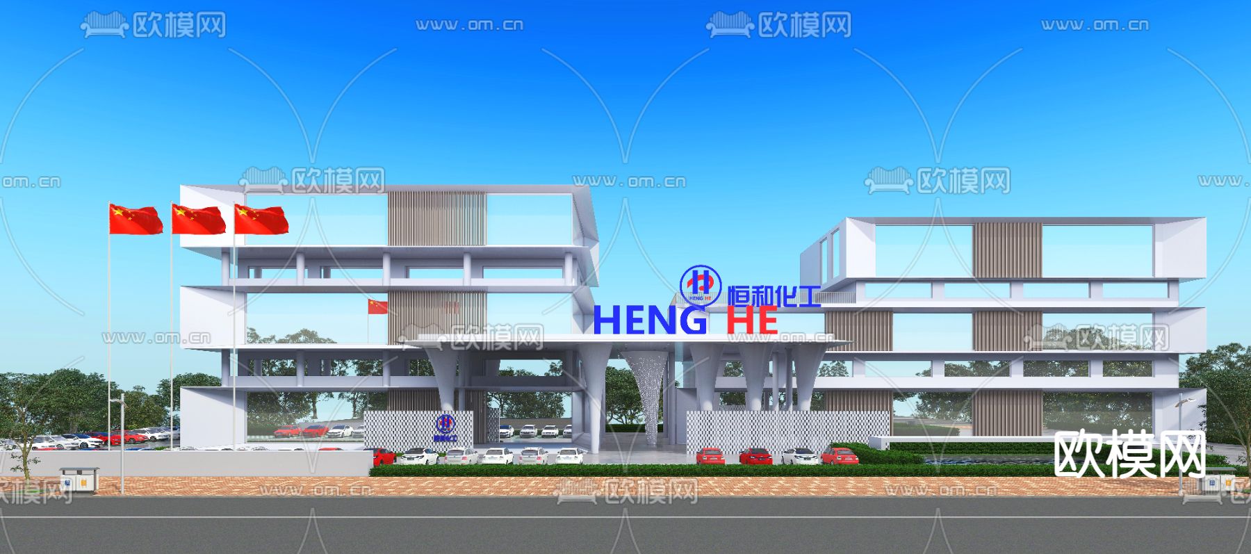 加油站3d模型下载（渲染图1）