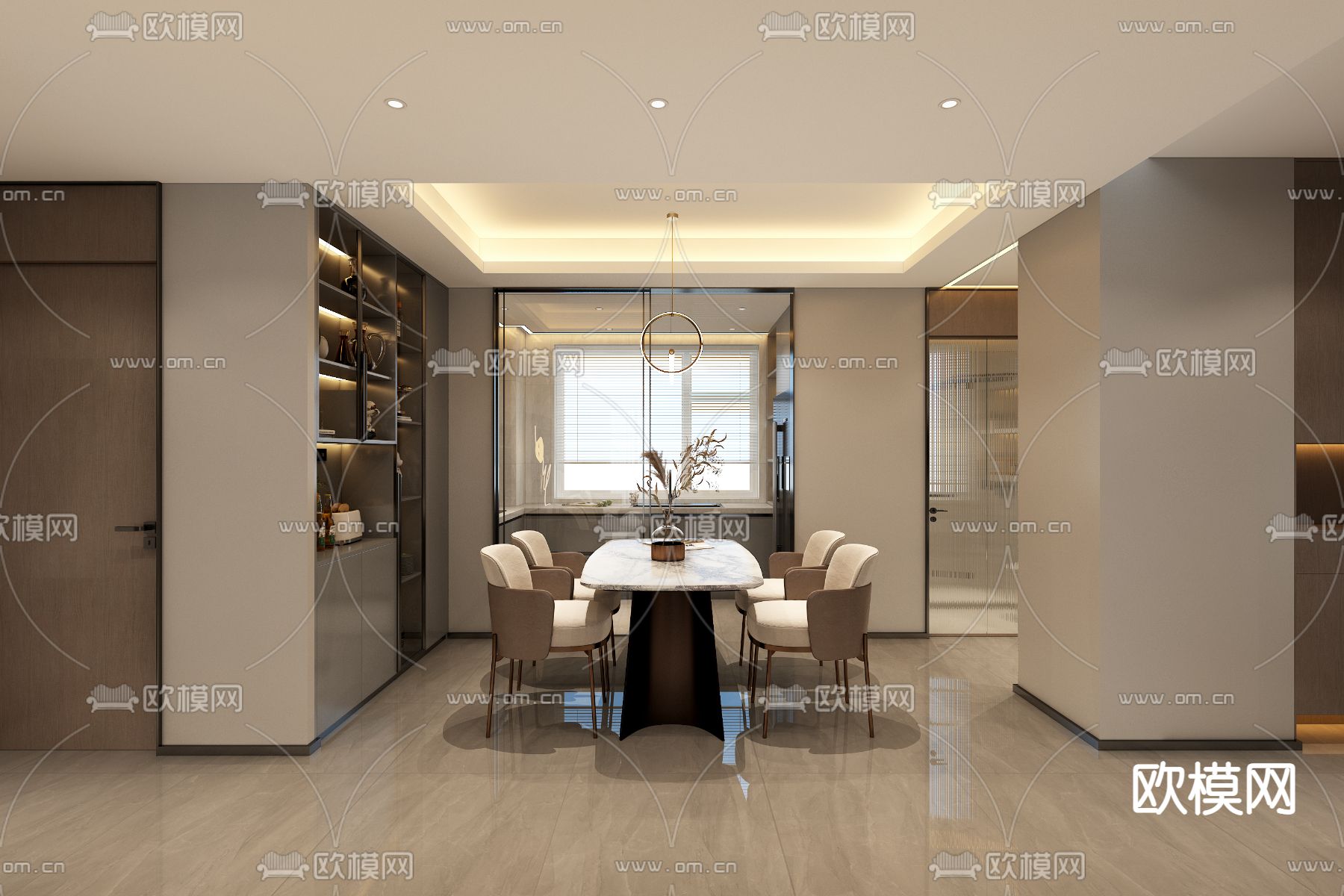 现代餐厅免费3d模型下载_ID14075117_3dmax免费模型-欧模网