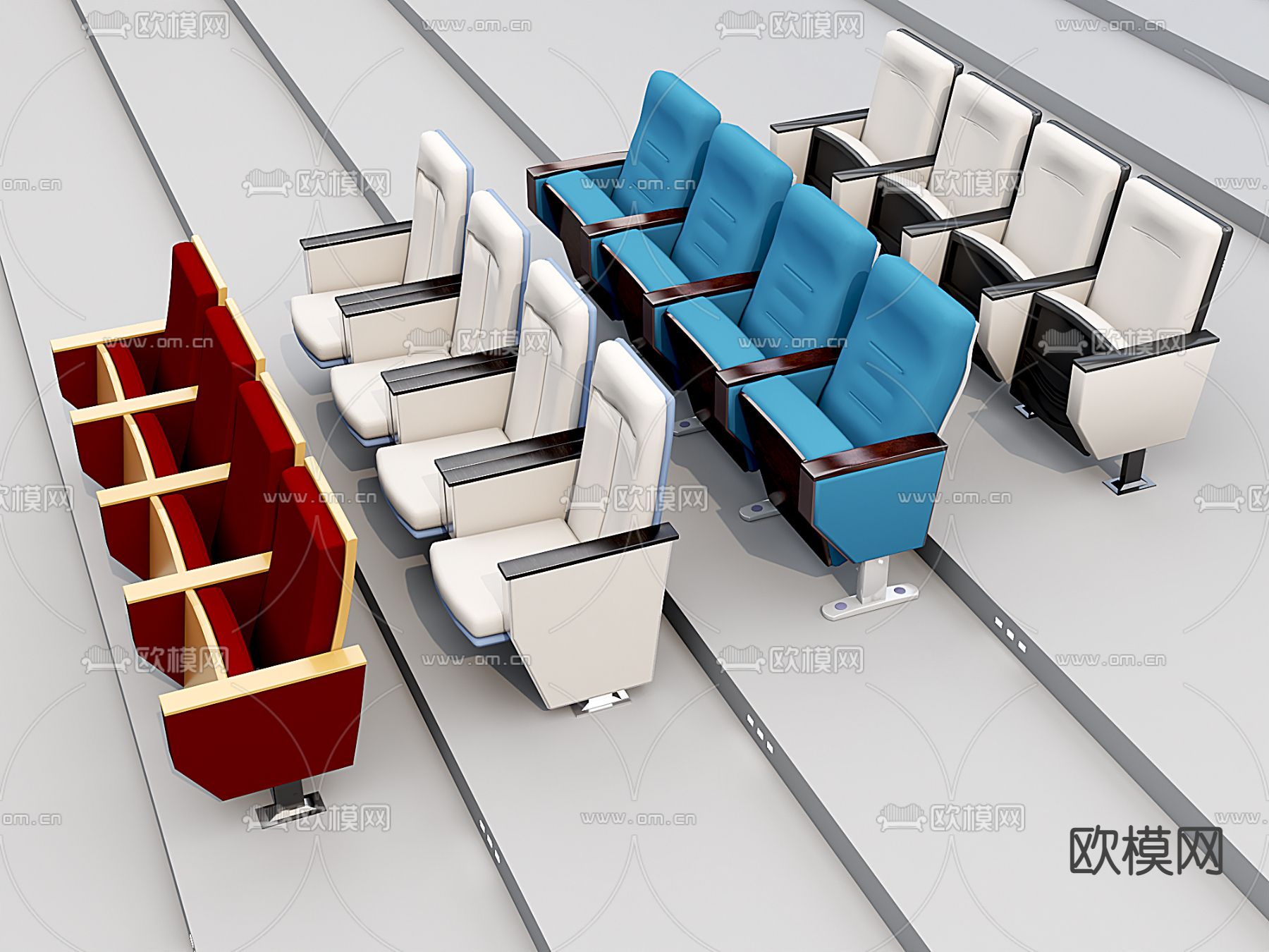 报告厅椅子 阶梯教室椅3d模型下载