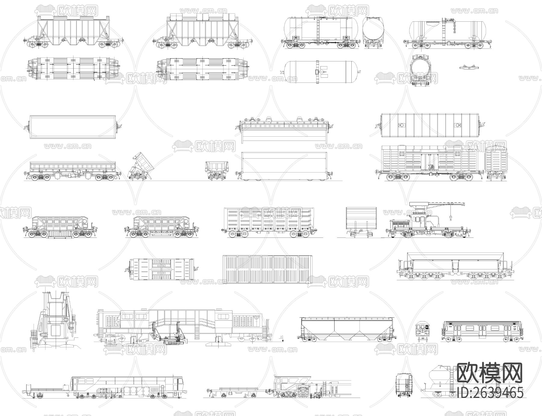 货运列车CAD施工图下载（渲染图1）