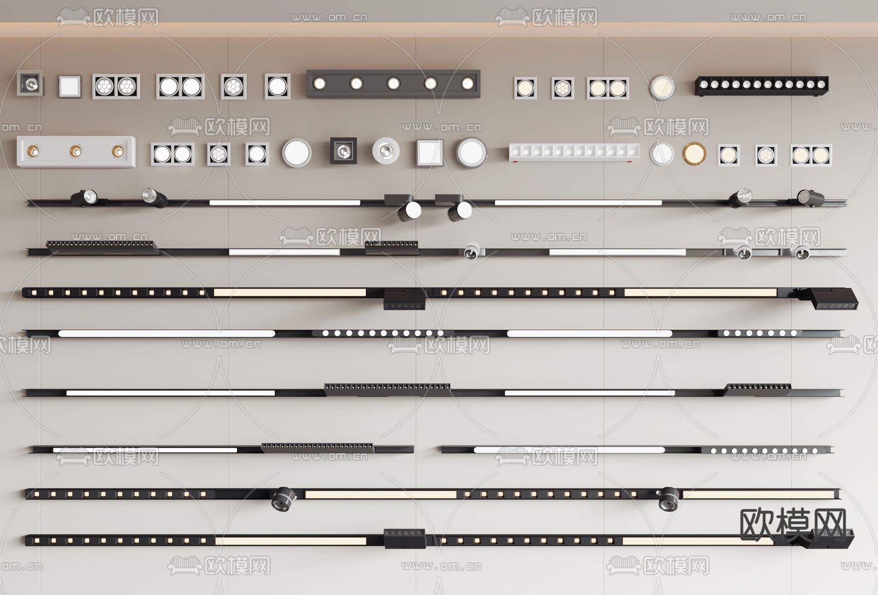 筒灯射灯 磁吸轨道灯su模型下载（渲染图1）