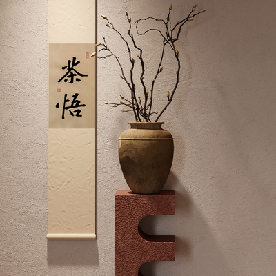  陶罐摆件su模型 