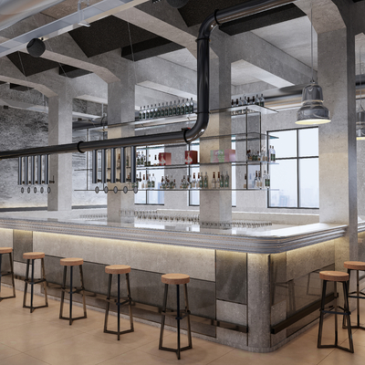  工业风酒吧su模型 