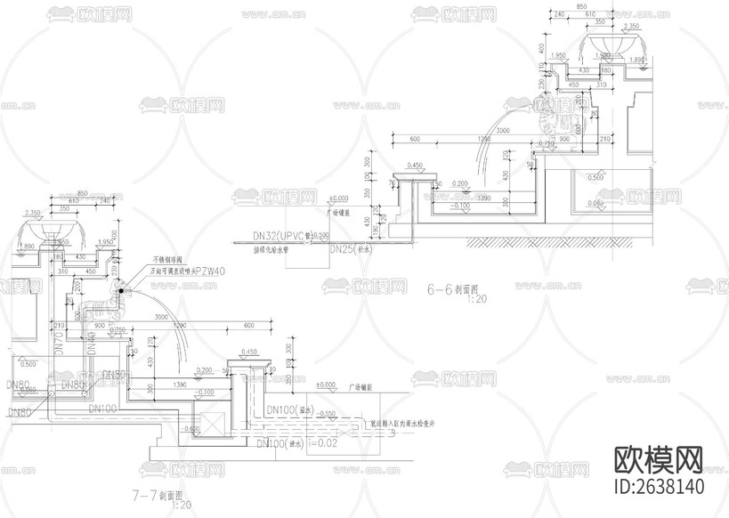 水池噴泉景觀CAD施工圖下載(渲染圖4)