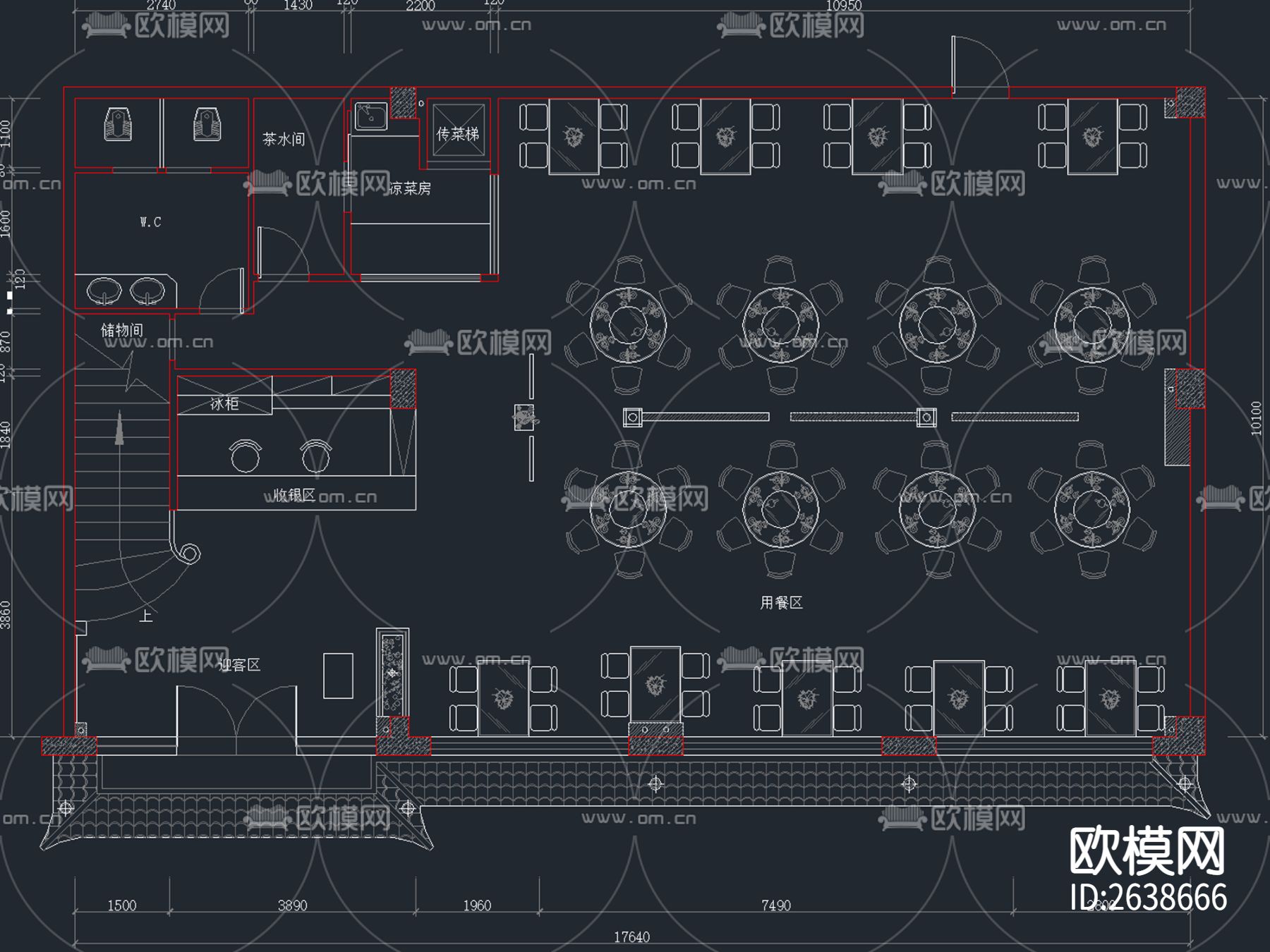 182套餐饮空间CAD施工图下载（渲染图5）