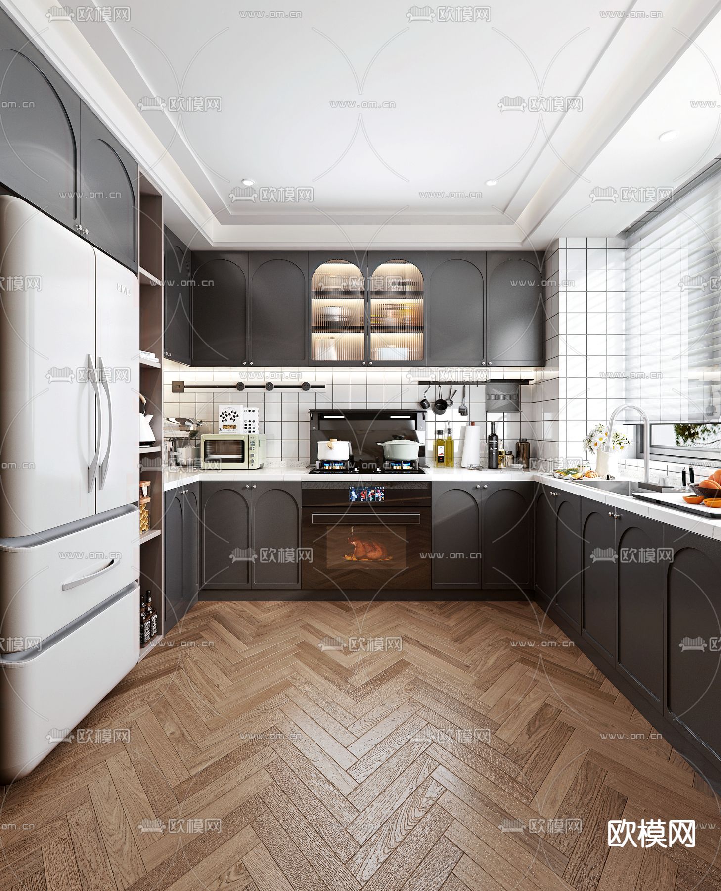 美式厨房 橱柜3d模型下载