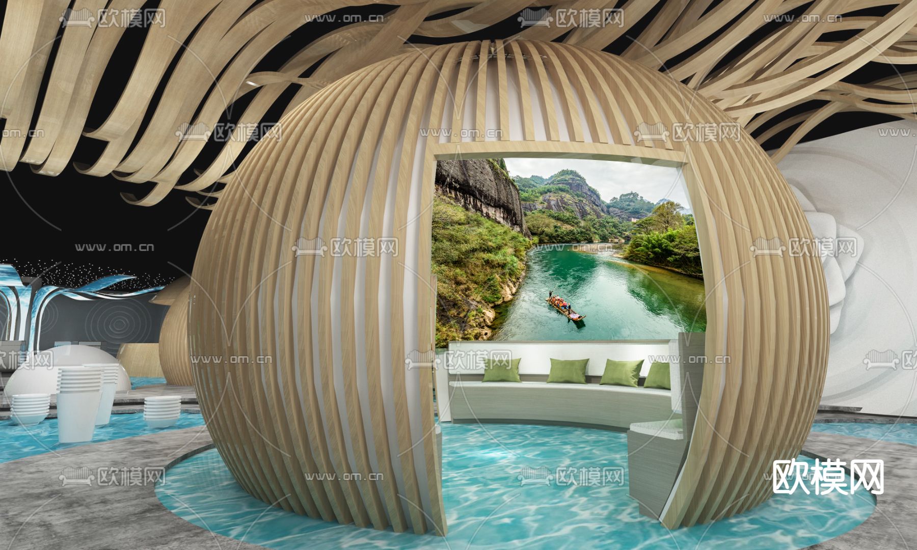 游客中心 创意展厅su模型下载（渲染图10）