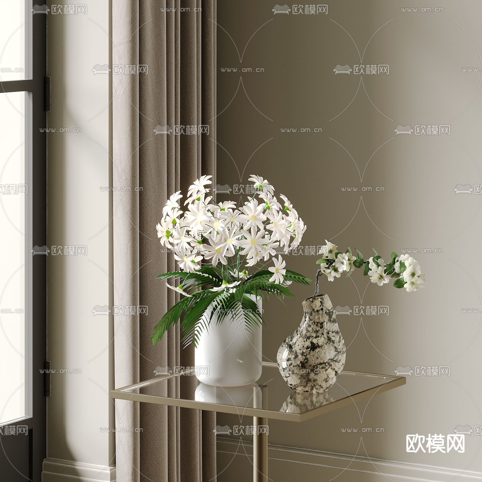 现代花瓶花艺su模型