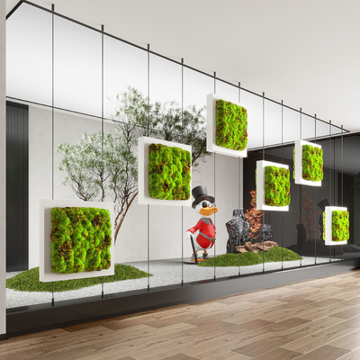  现代植物墙 植物堆su模型 