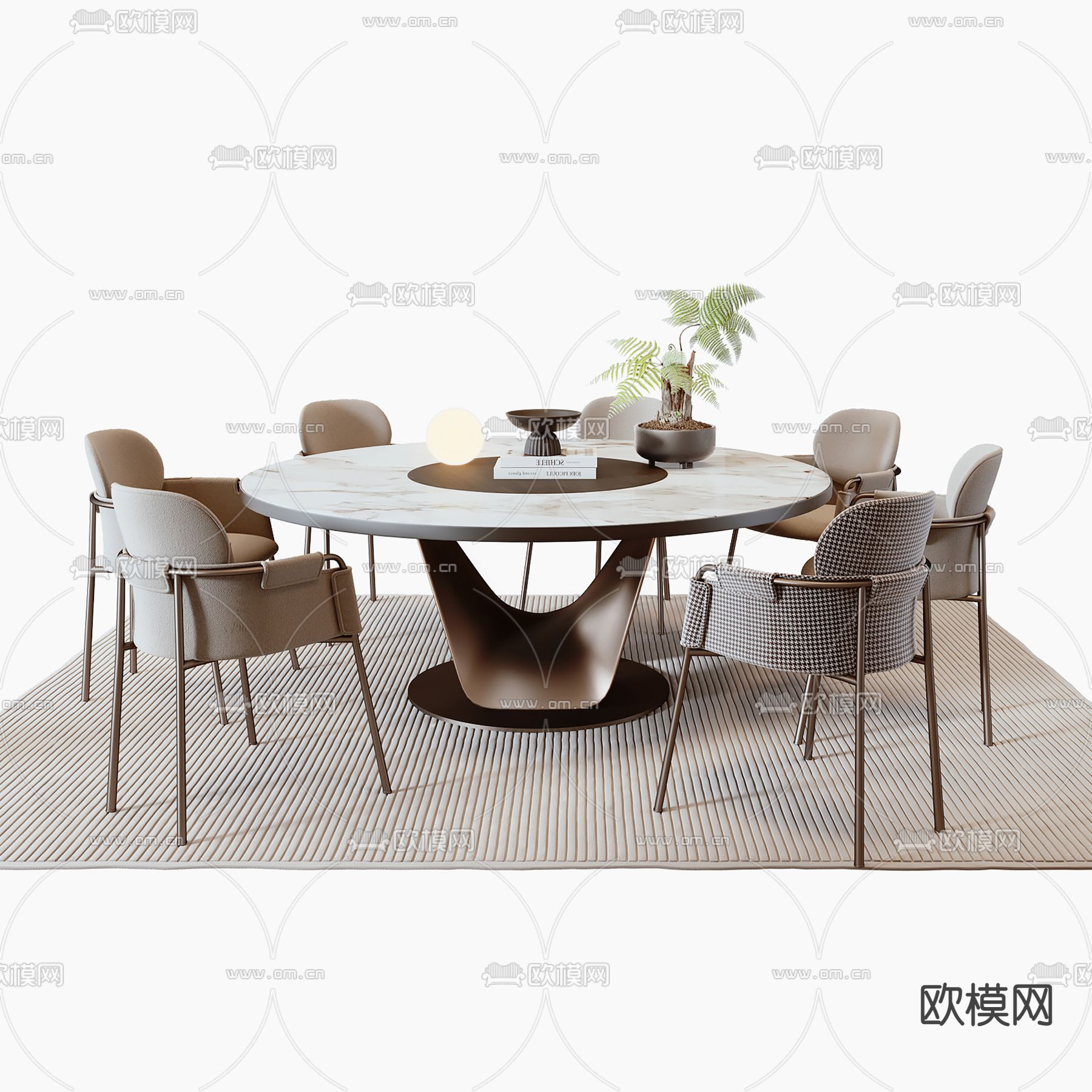 轻奢餐桌椅3d模型下载