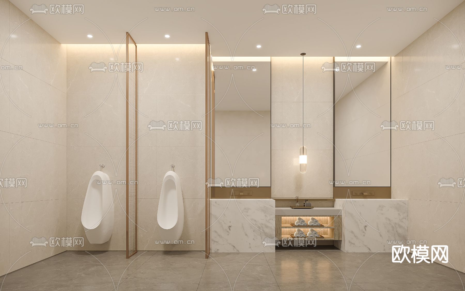 公共卫生间 男厕3d模型下载