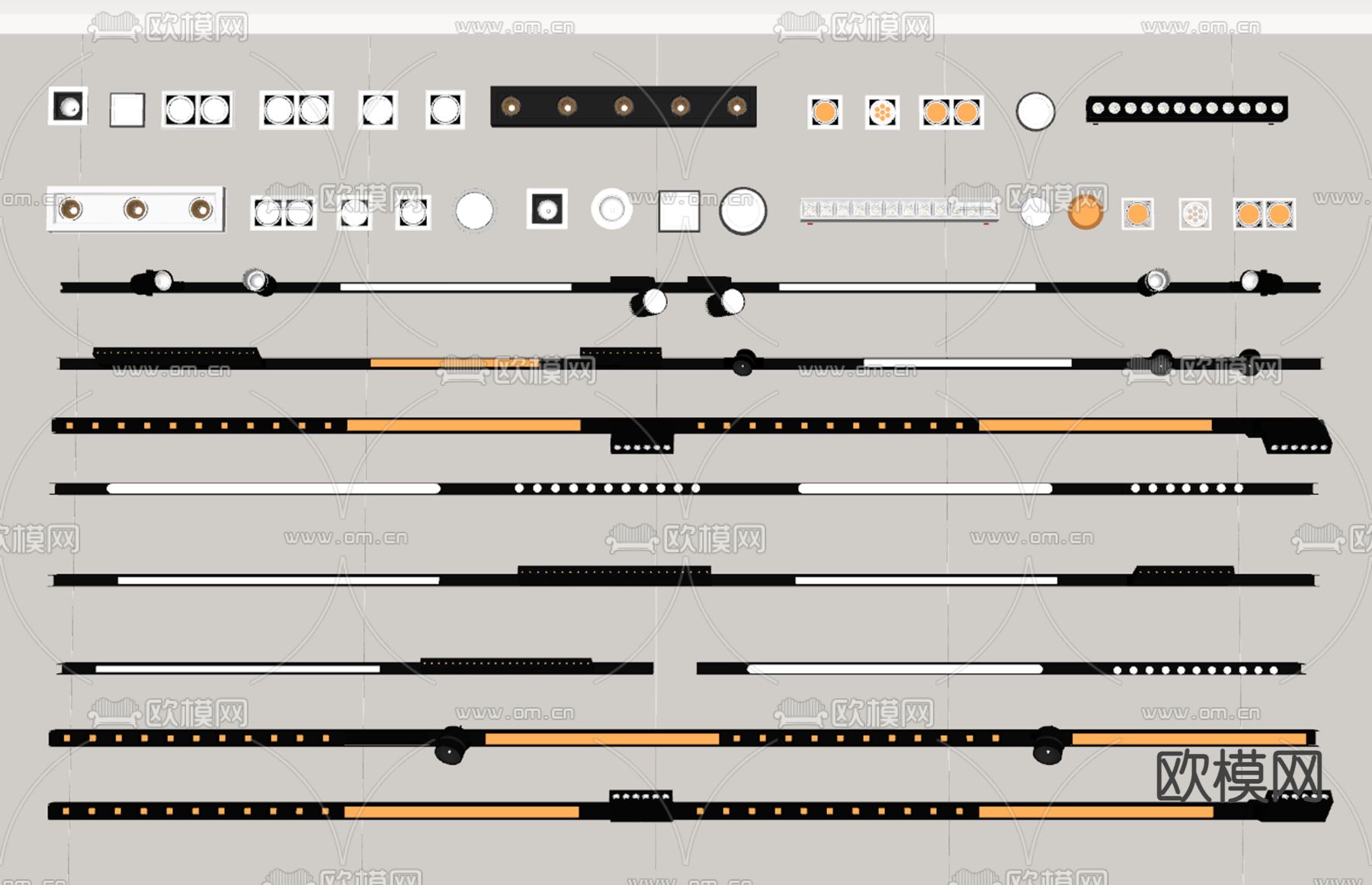 筒灯射灯 磁吸轨道灯su模型下载（渲染图2）