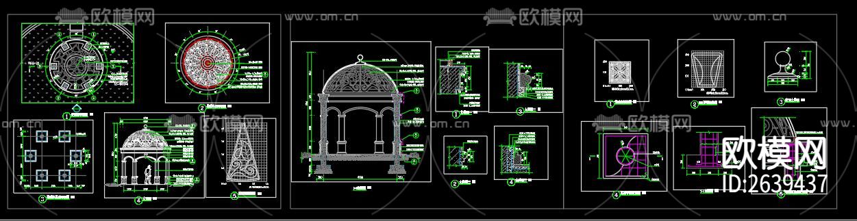 欧式风格生态景观亭CAD图库下载（渲染图6）
