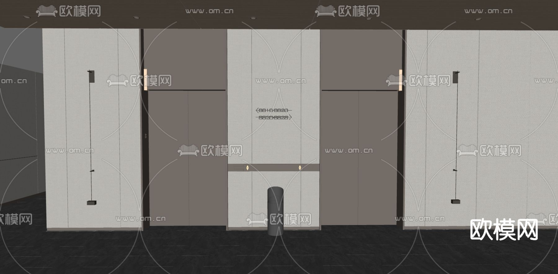 现代电梯间 电梯厅su模型下载（渲染图2）