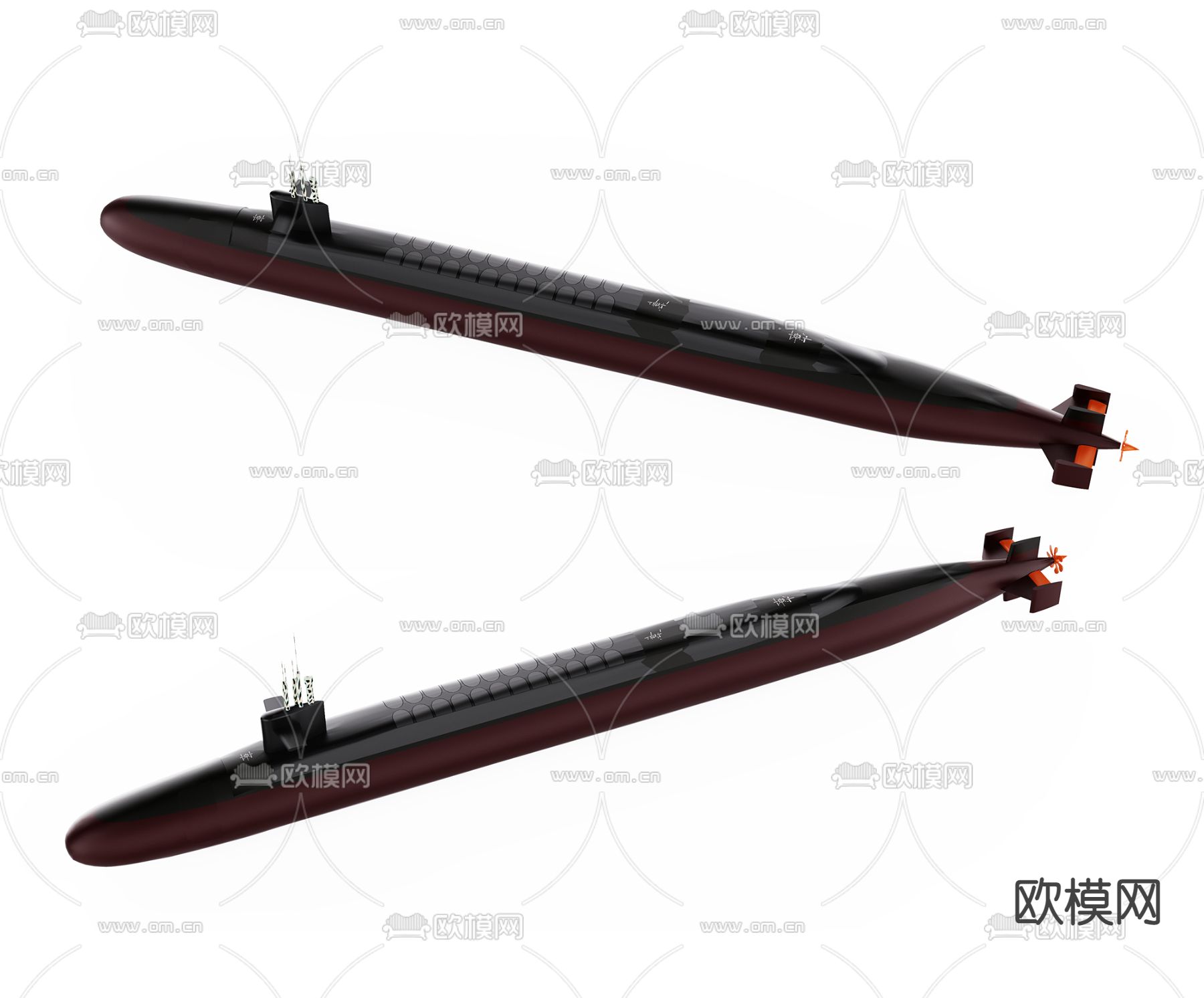 核潜艇su模型下载（渲染图1）