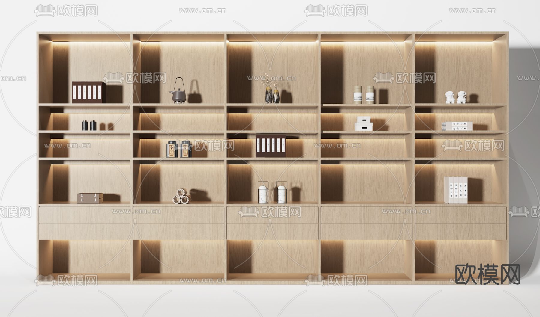 新中式书柜 陈列柜3d模型下载