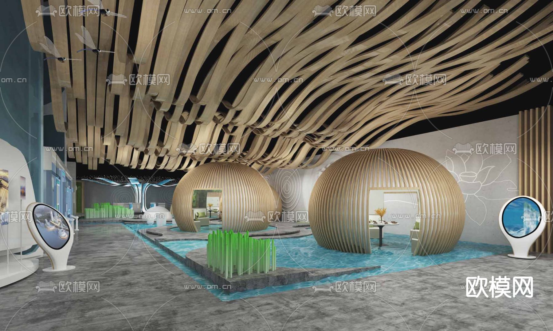 游客中心 创意展厅su模型下载（渲染图6）