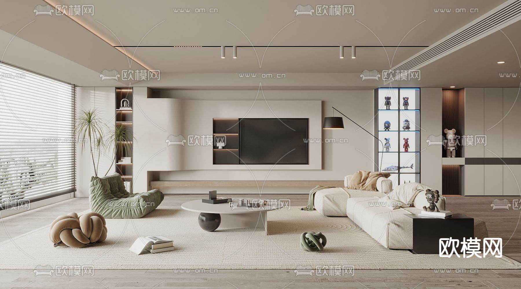 侘寂风客厅3d模型下载