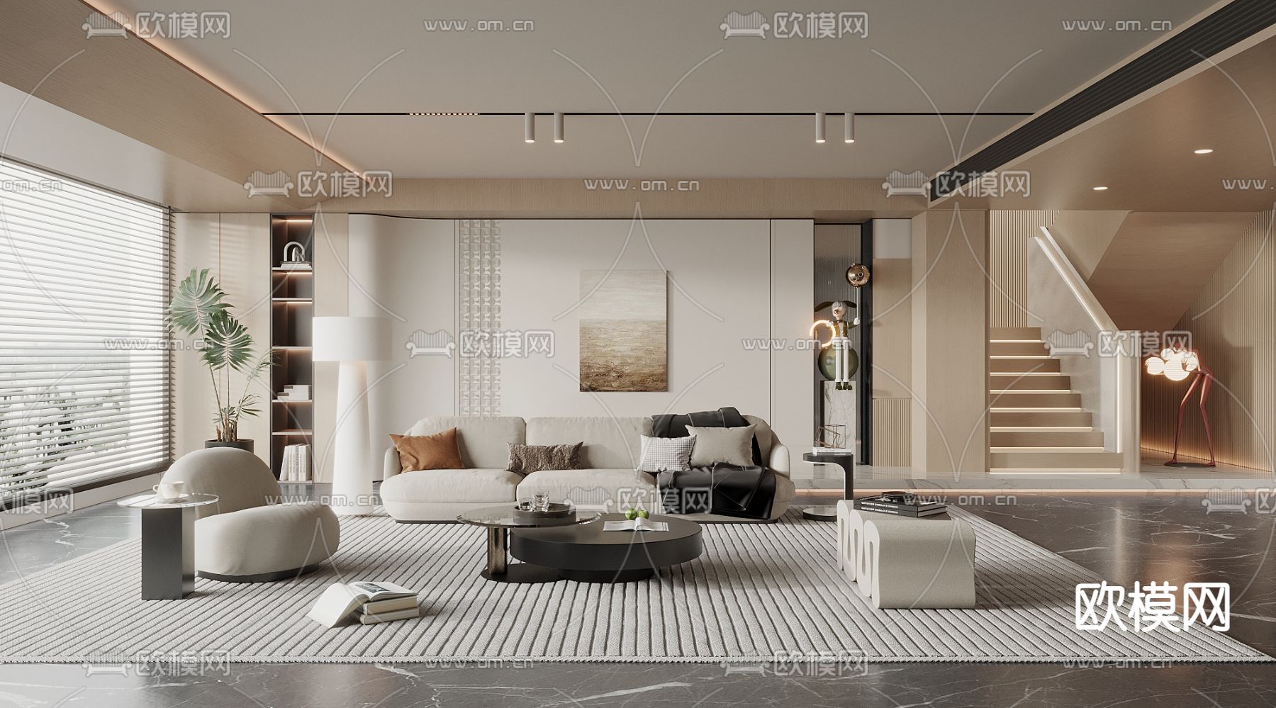 现代客厅su模型下载_ID14087139_sketchup模型下载-欧模网