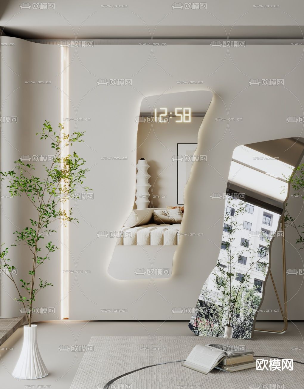 镜子 全身镜 不规则镜3d模型下载