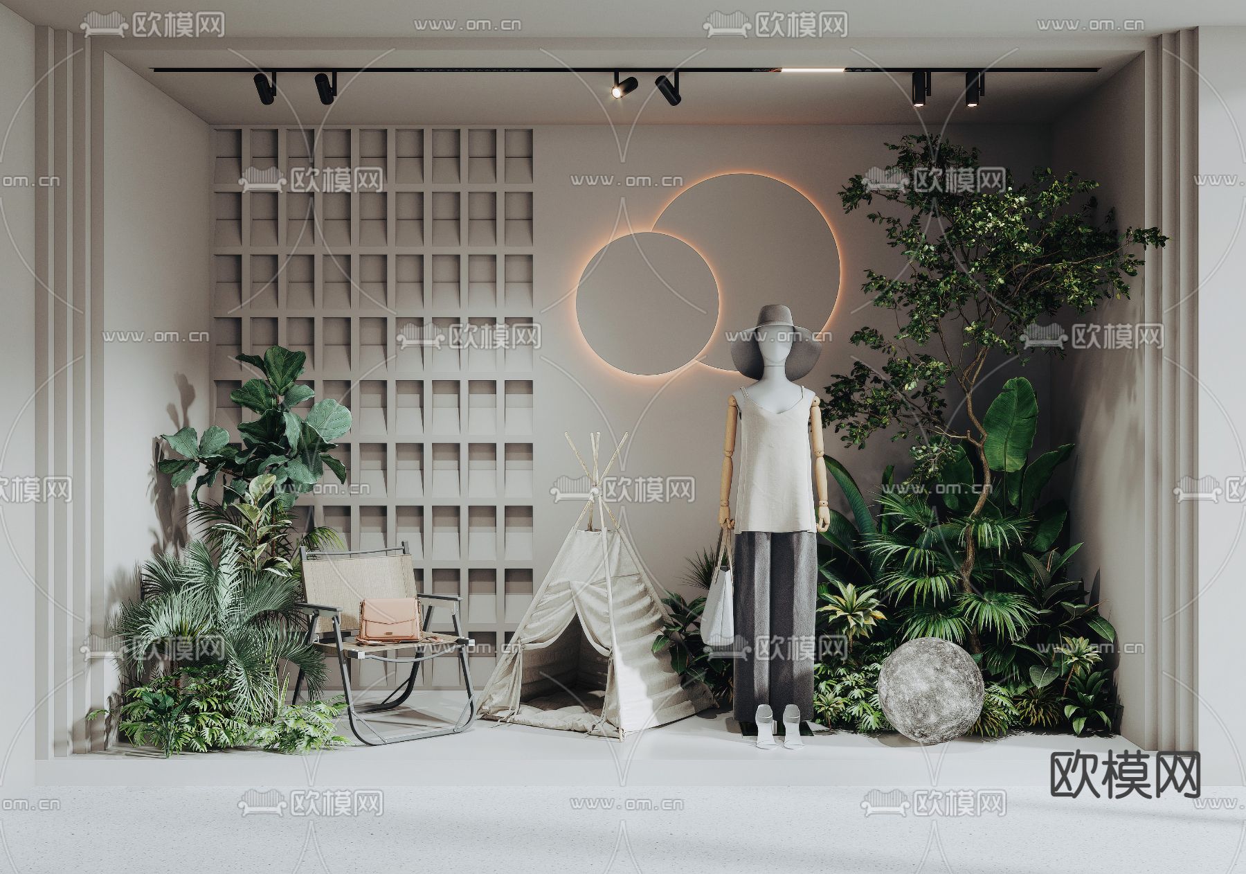 服装店橱窗 露营美陈3d模型下载