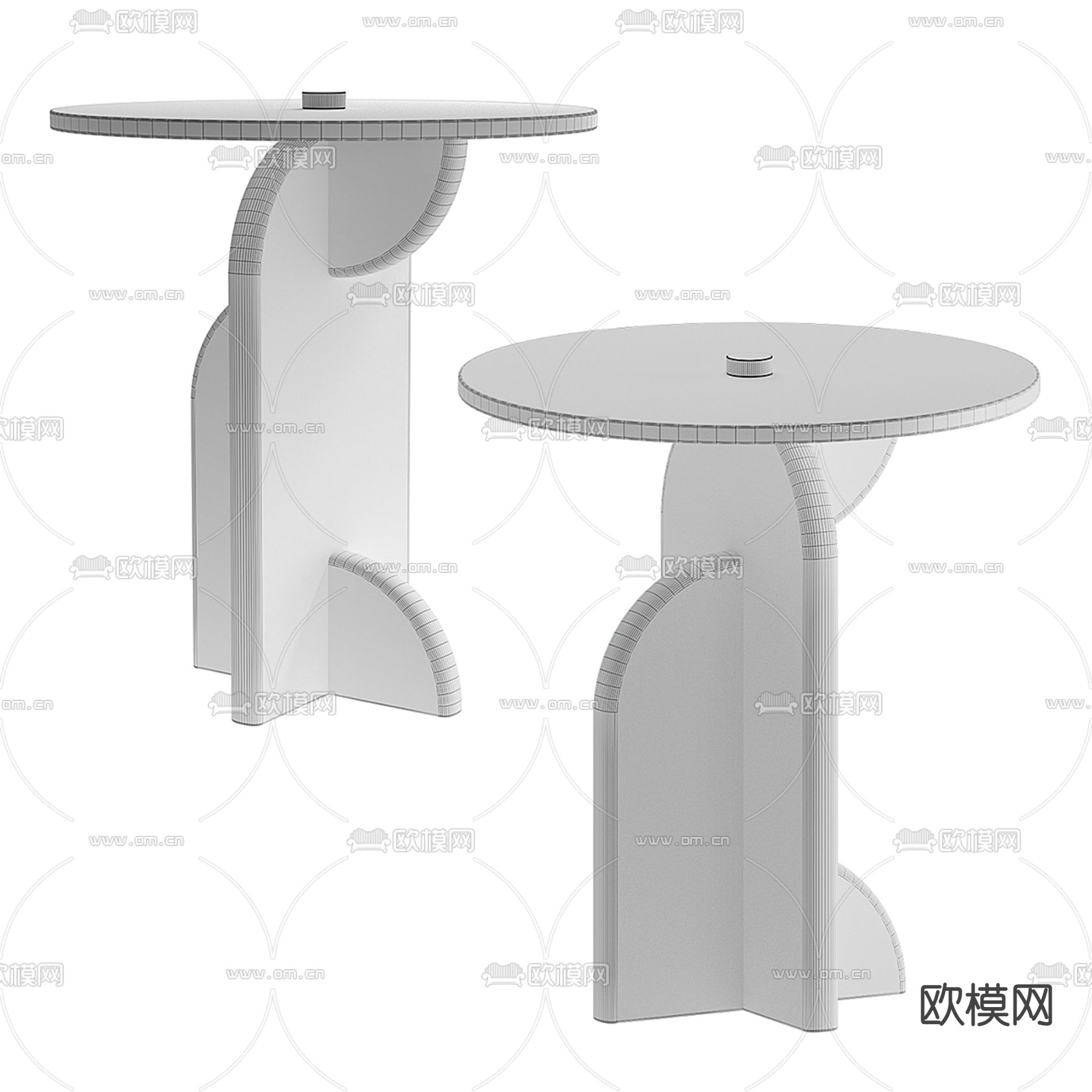 玻璃圆几 边几 边几3d模型