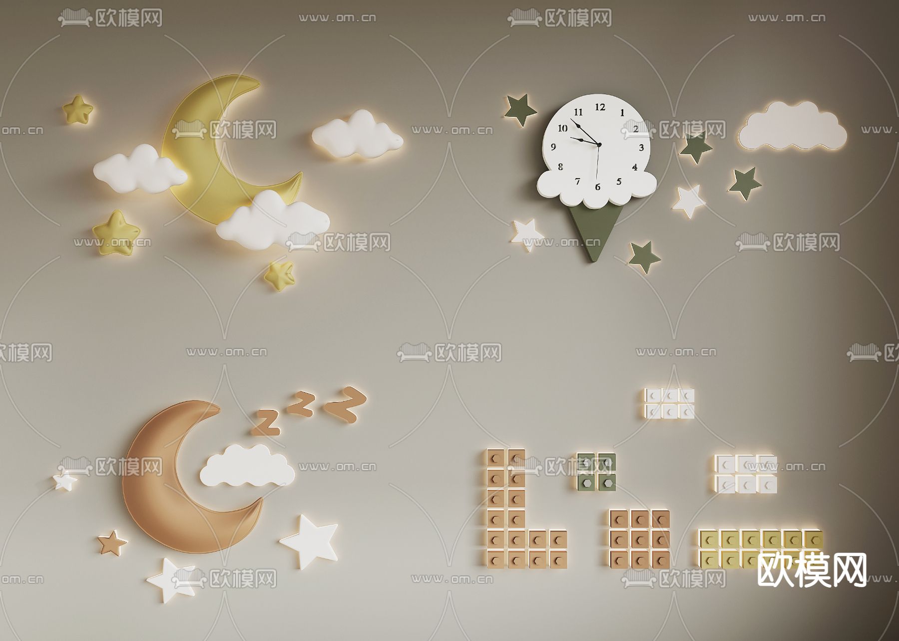 儿童墙饰 儿童壁灯3d模型下载