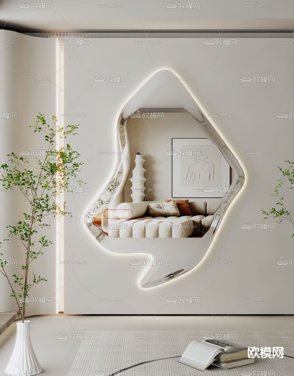 镜子 不规则镜 装饰镜3d模型下载