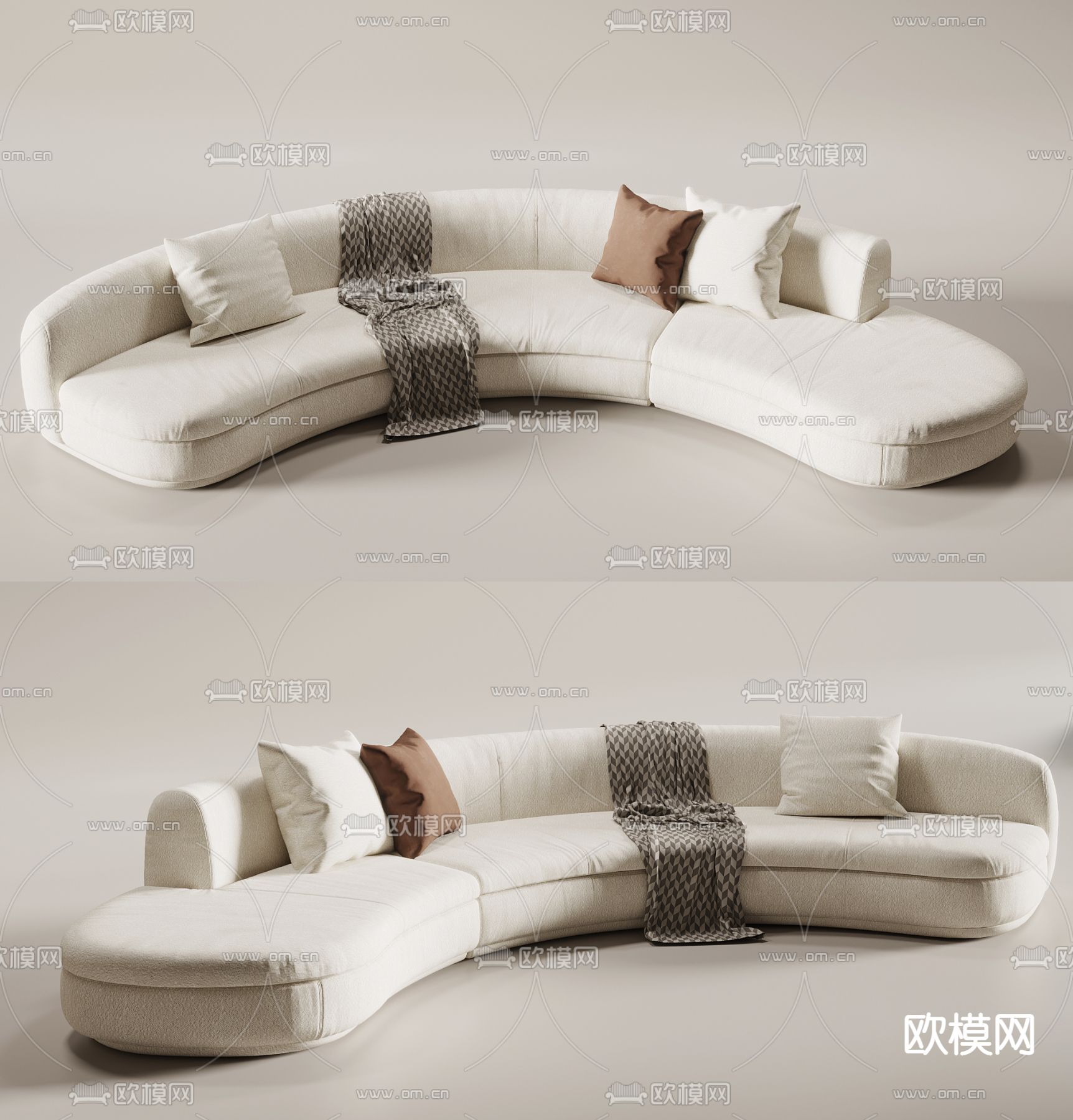 弧形沙发3d模型下载_ID14088642_3dmax免费模型-欧模网