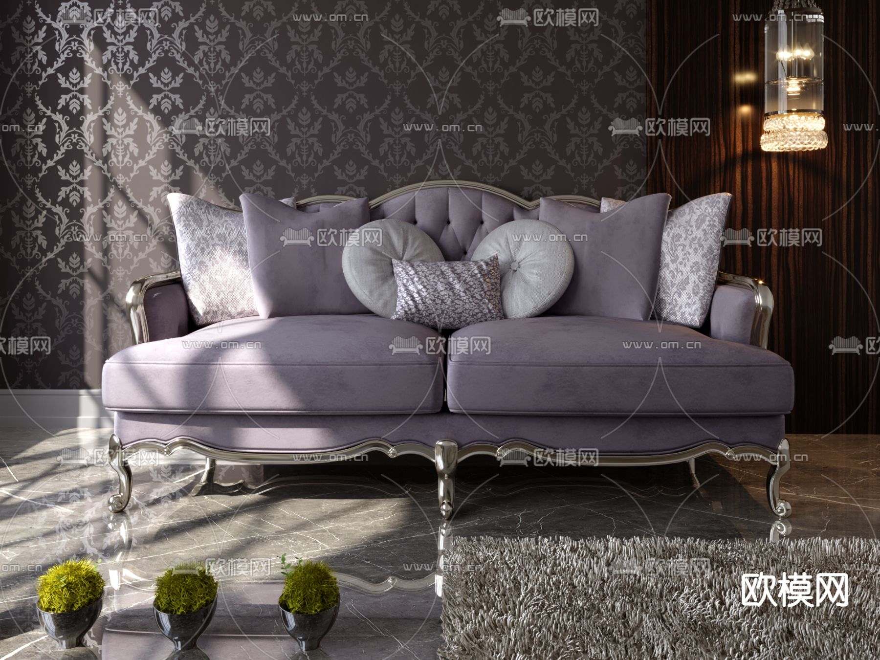欧式沙发 双人沙发3d模型下载