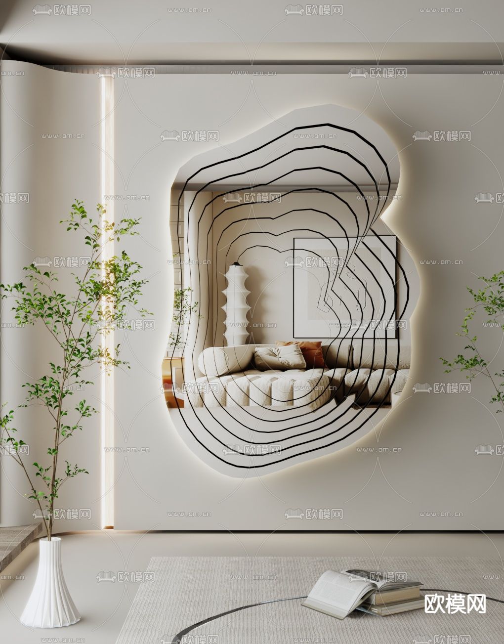 镜子 不规则镜 装饰镜3d模型下载