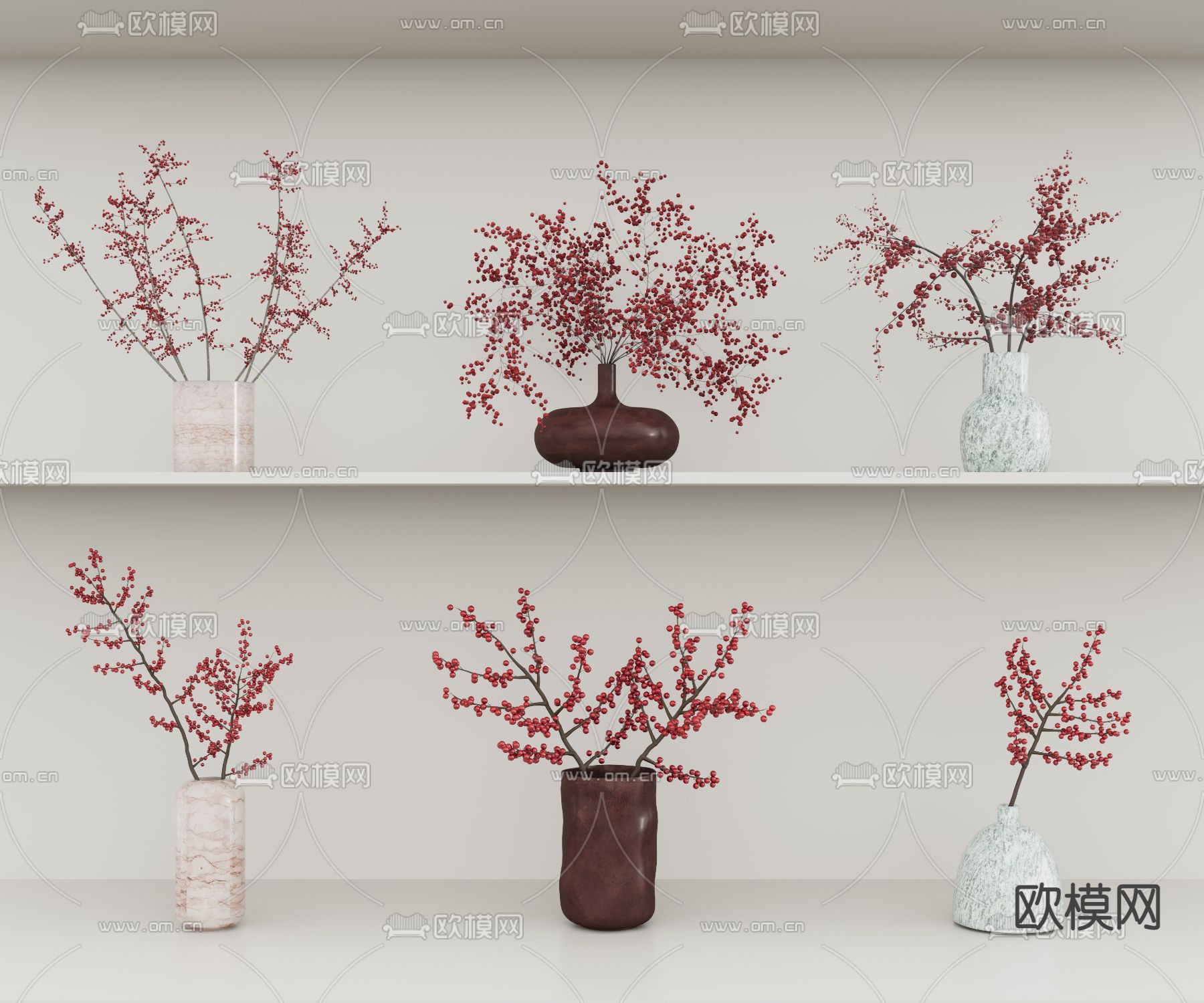 花瓶 花艺 花卉3d模型下载