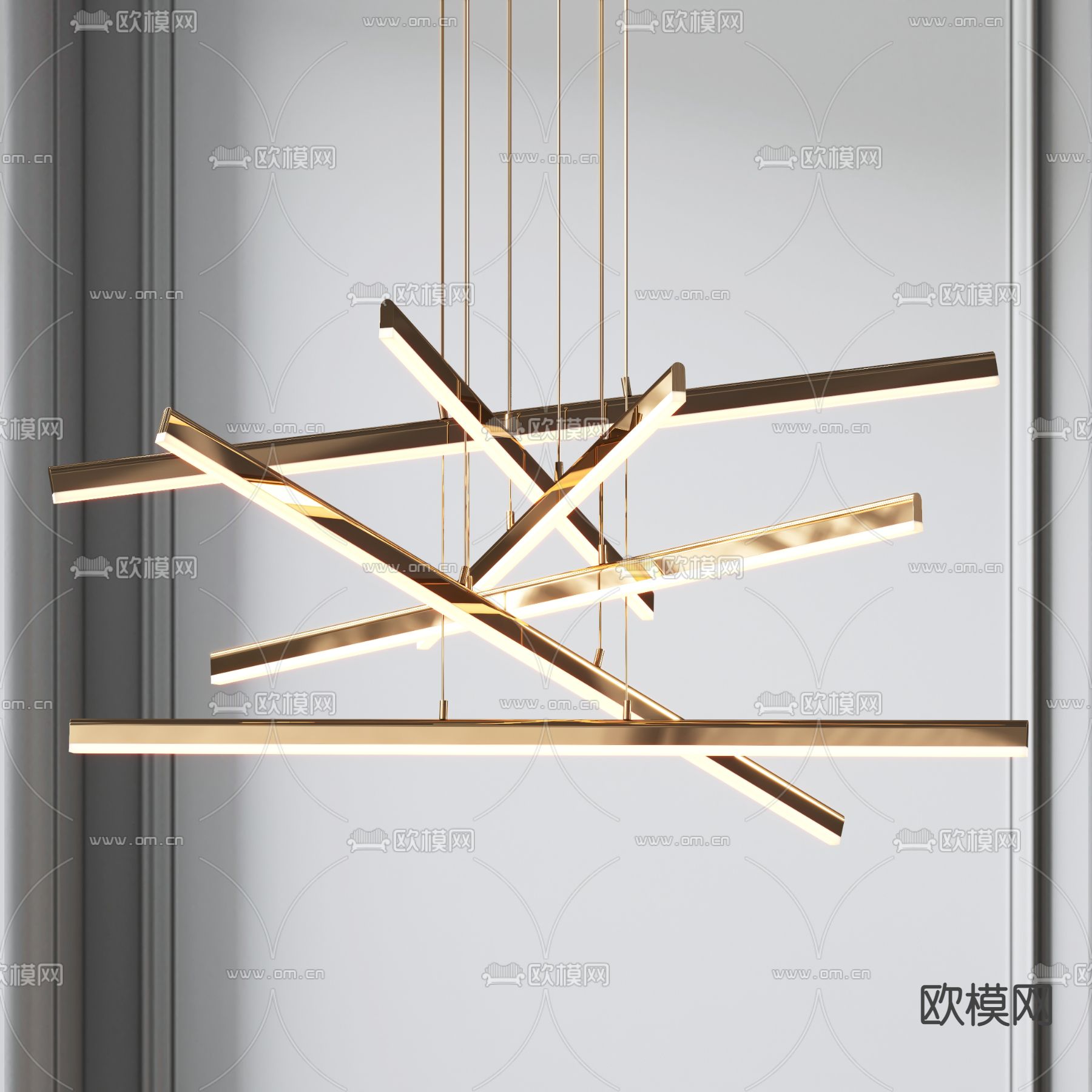 轻奢吊灯 棍棒吊灯3d模型下载