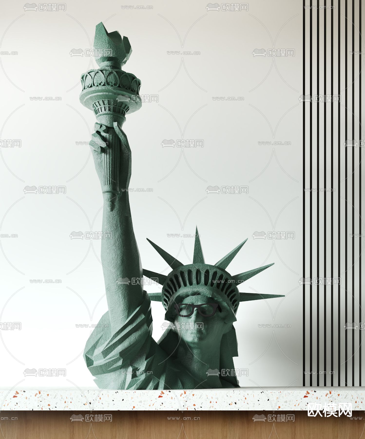 自由女神像 美式雕塑3d模型下载