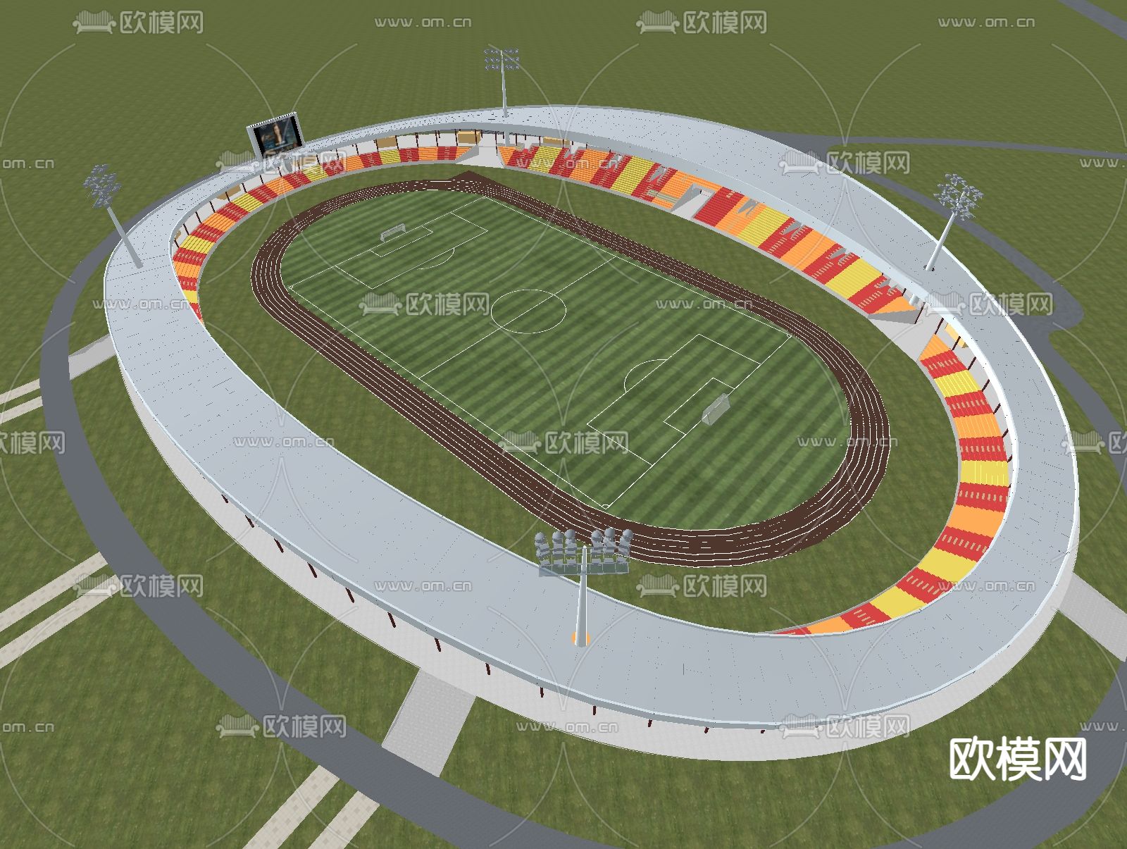 户外足球场su模型下载（渲染图2）