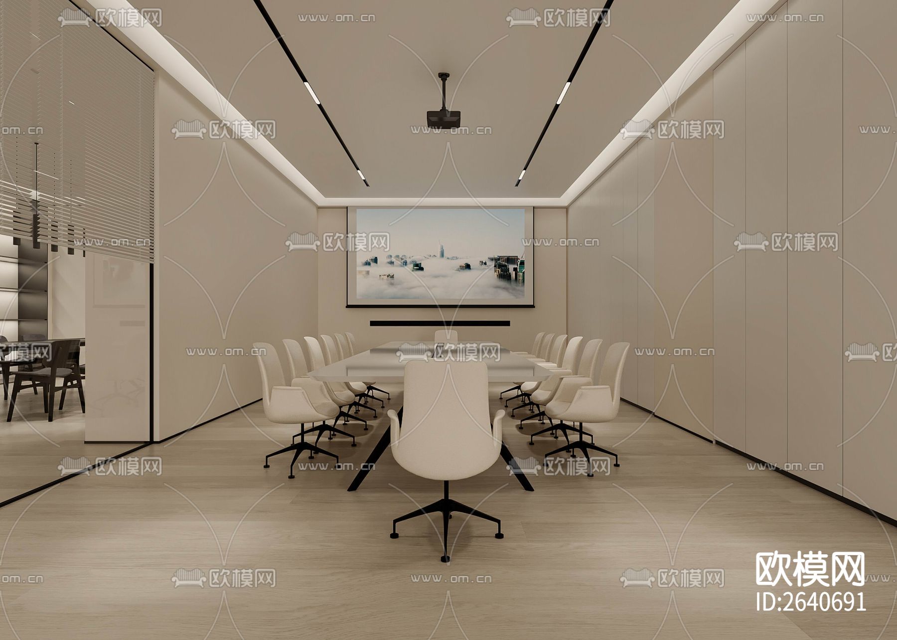 办公室CAD施工图下载（渲染图2）