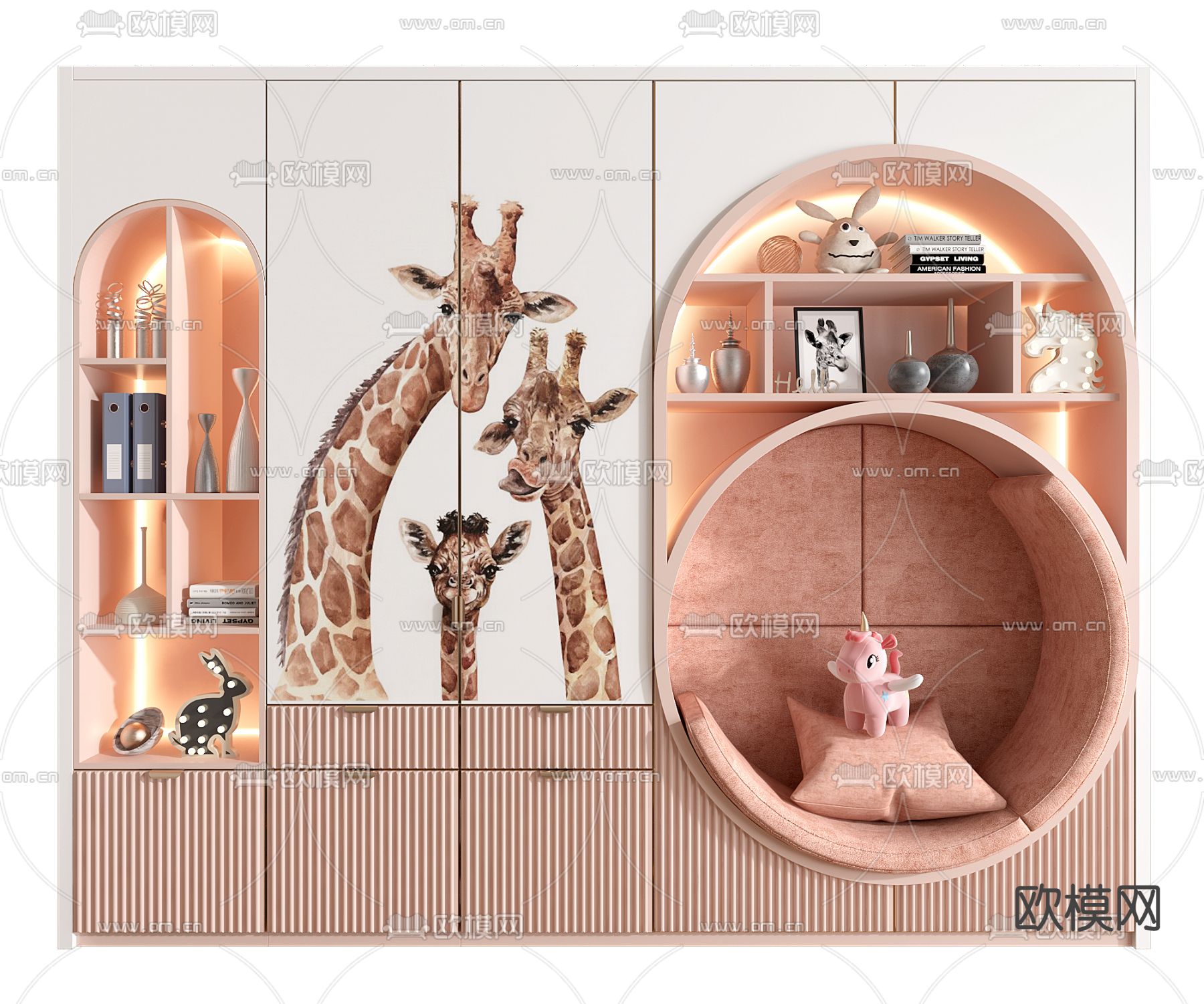 儿童书柜 收纳柜3d模型下载